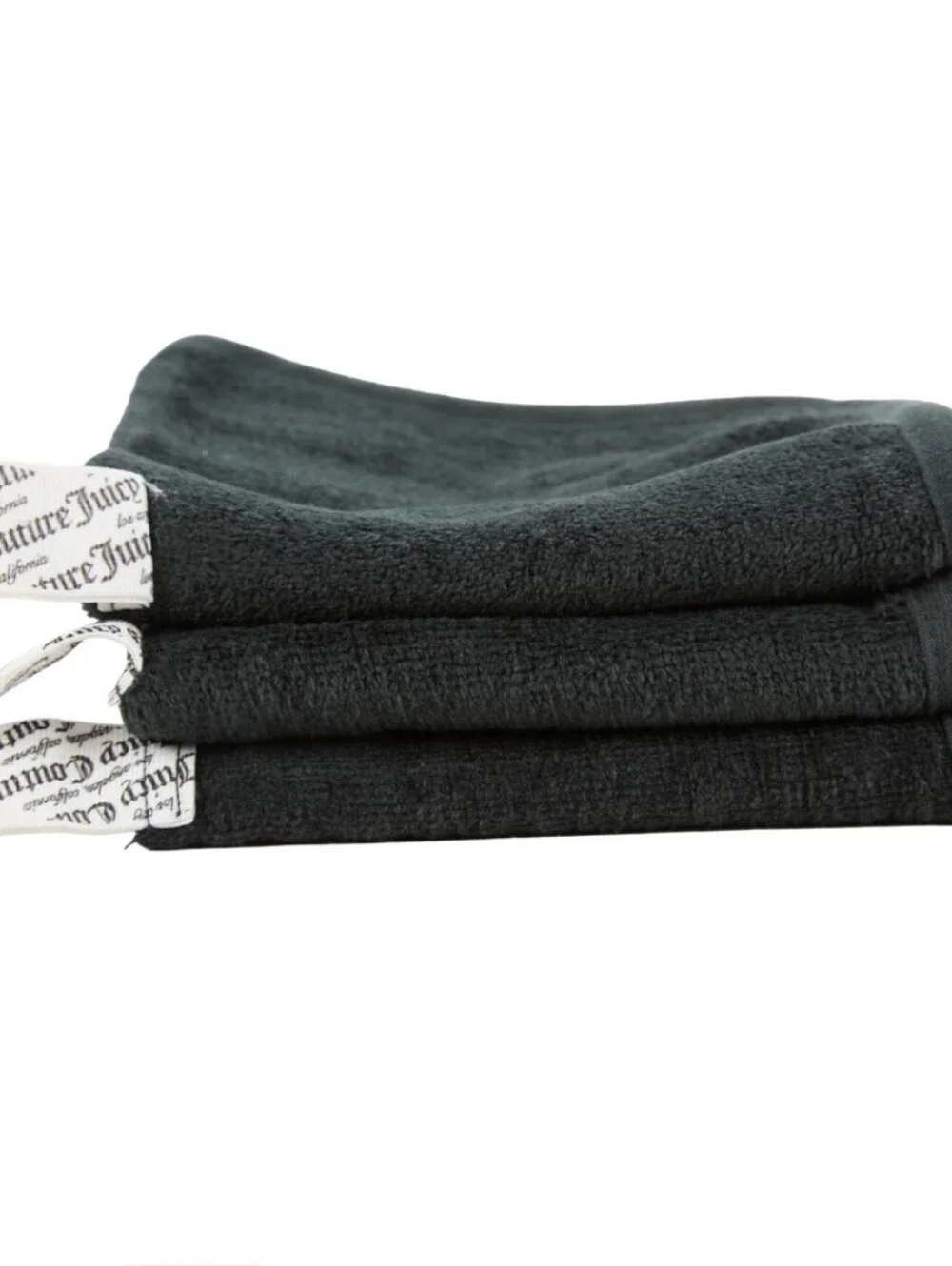 Juicy Couture Home 3-PK Mila Plush Wash Cloths- Black